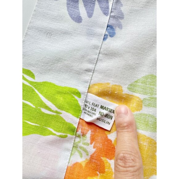 Vintage MARTEX Presslin 303 Floral Print Cotton Poly Muslin Full Flat Sheet Set - Picture 8 of 14